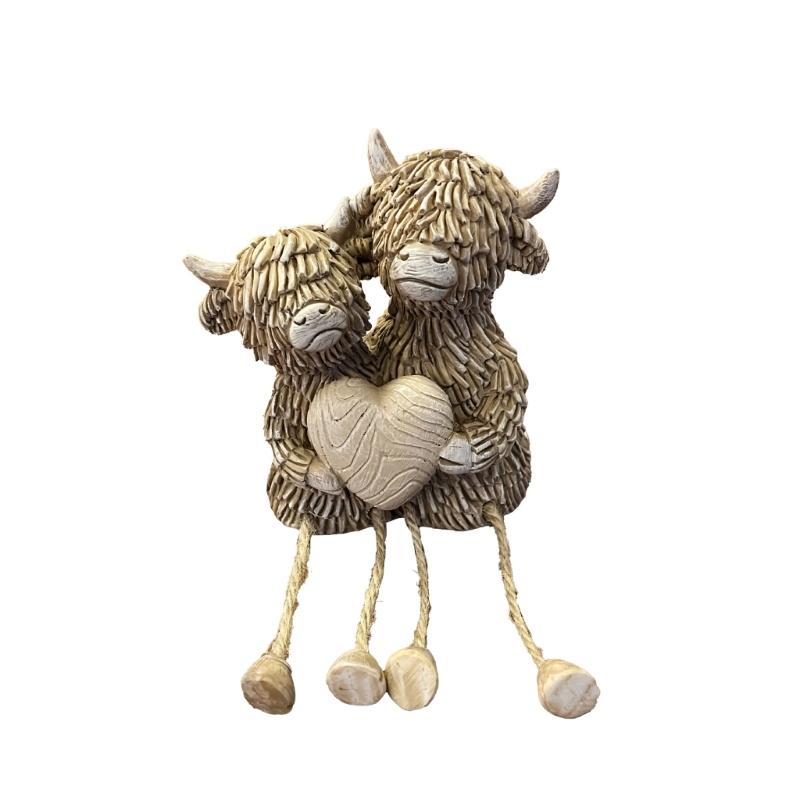 Coffee Highlands Cow Figurines Scottish Highlands Cow Statue,Farmhouse Shelf Table Ornament Calf Lover Gift 1