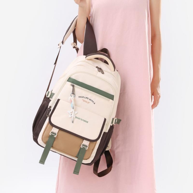 New Simple Letter Portable Travel Backpacks Large Capacity High Value Dirt-resistant Middle School Girls Schoolbag College Student Waterproof Book Bag