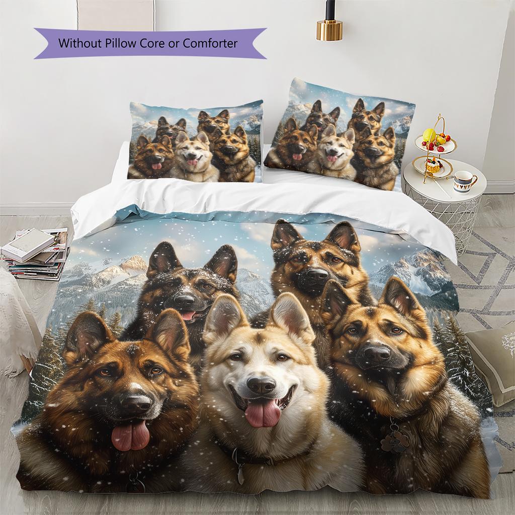 German Shepherd Pattern Bedding Home Decoration Birthday Gift (1 * duvet cover + 2 * pillowcase, without core)