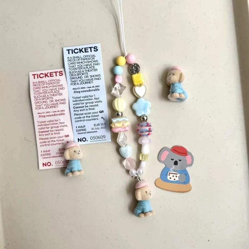 Pvc Dog Phone Lanyard With Beaded Chain For Cute Mobile Accessories