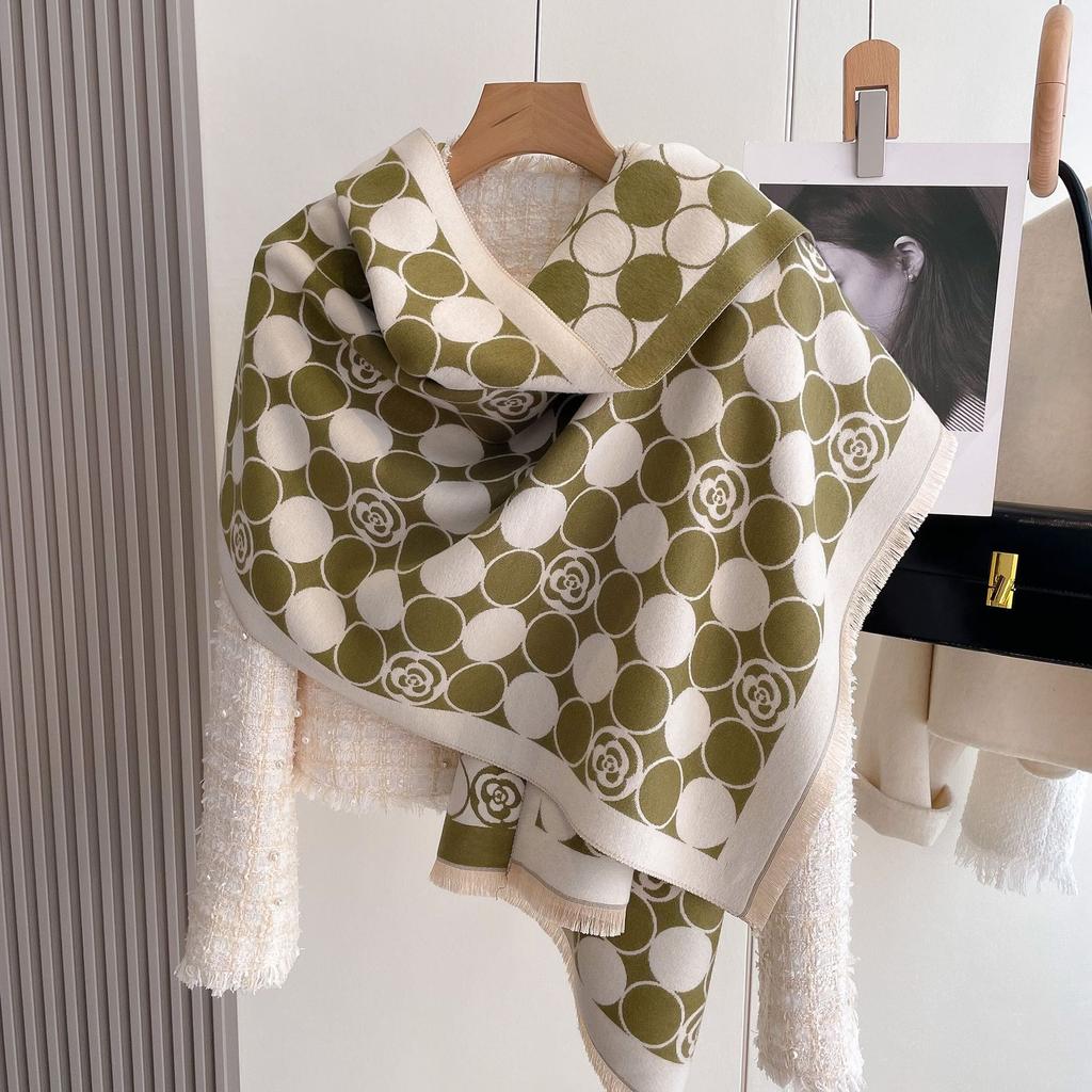 Winter Imitation Cashmere Scarf Women'S Camellia Korean Version Dongdaemun Shawl Versatile Cute Thickened Scarf Tide
