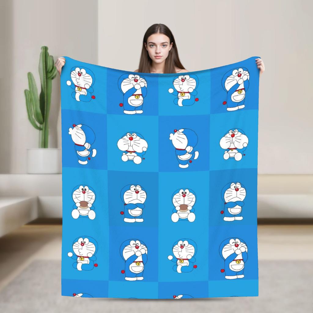 Doraemons Flannel Blanket  Soft Warm Throw Blanket for Home Decor Travel Funny Bedspread Sofa Bed Cover