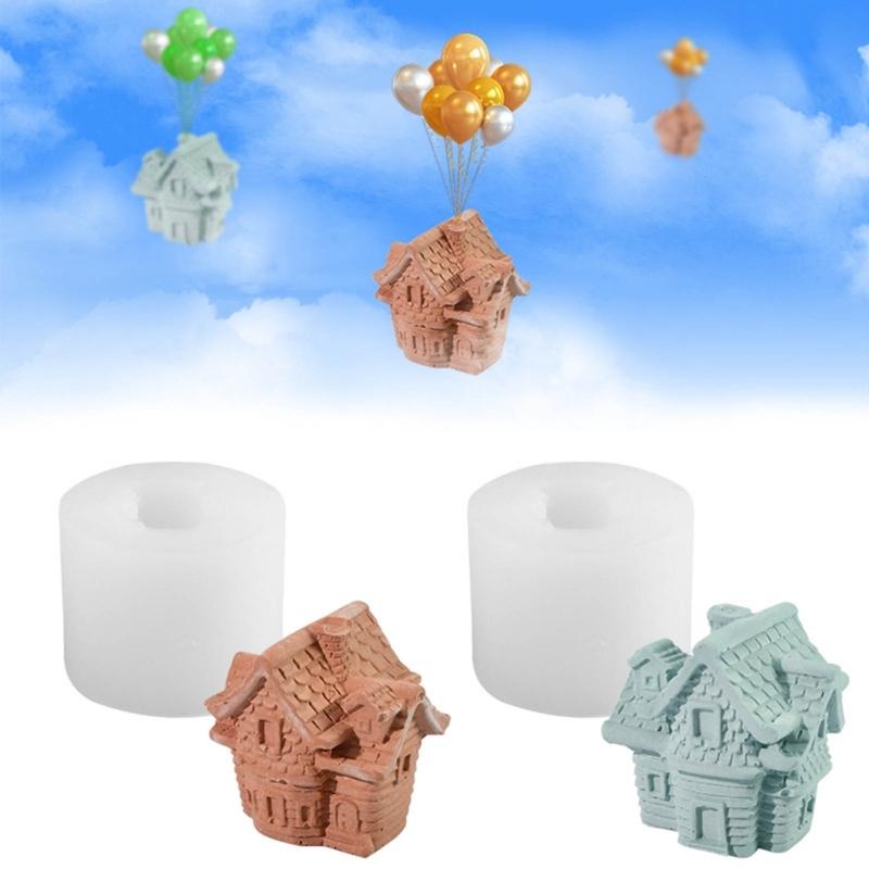 Fliegendes Haus Silikonform 3D Kleine Hausformen Ornament Bastelformen Sukkulenten Formen für Tischdekorationen