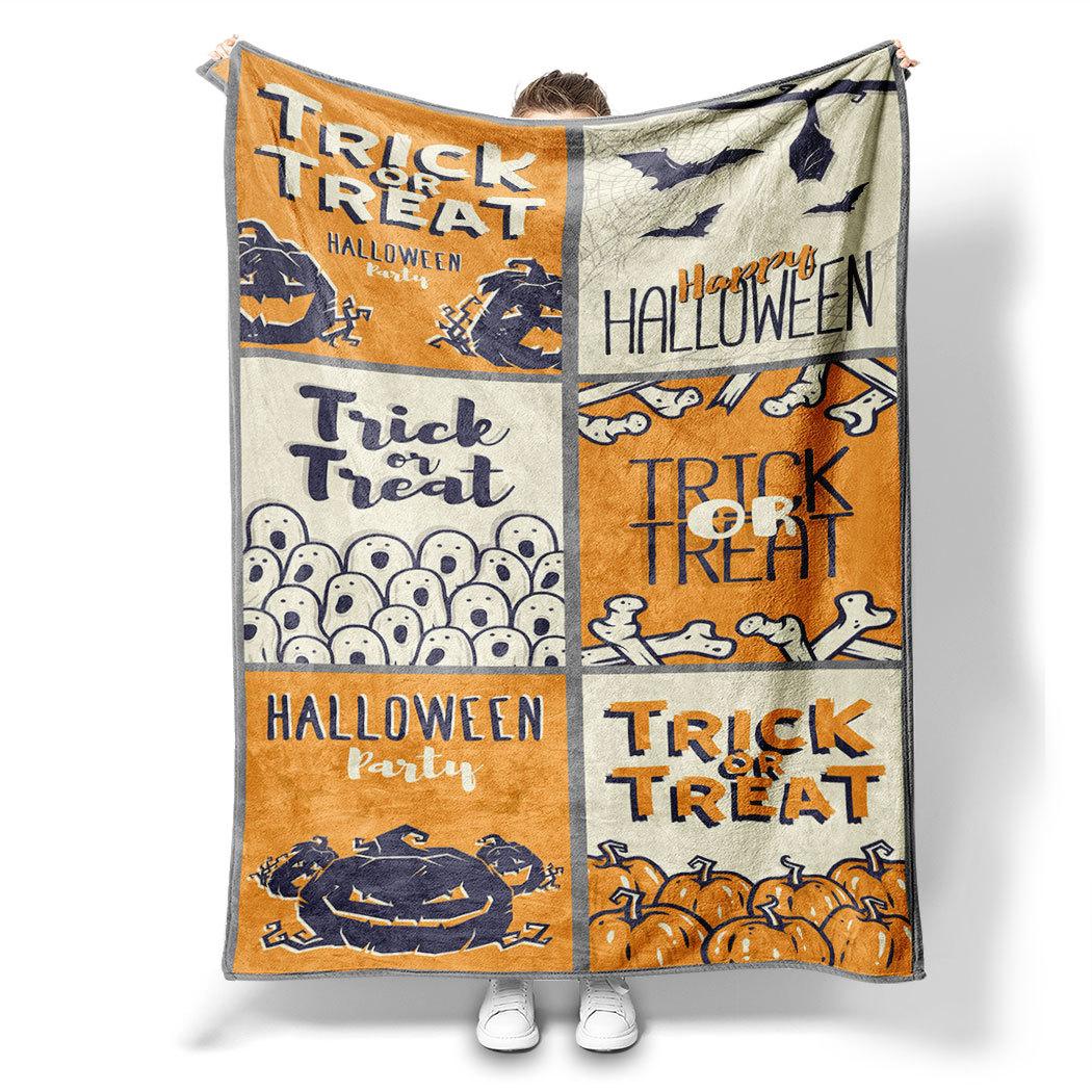 

Halloween Pattern Puzzle Printed Blanket for Sofa Travel Camping Living Room Office Conditioning Blanket for All Seasons Gifts 75x90cm