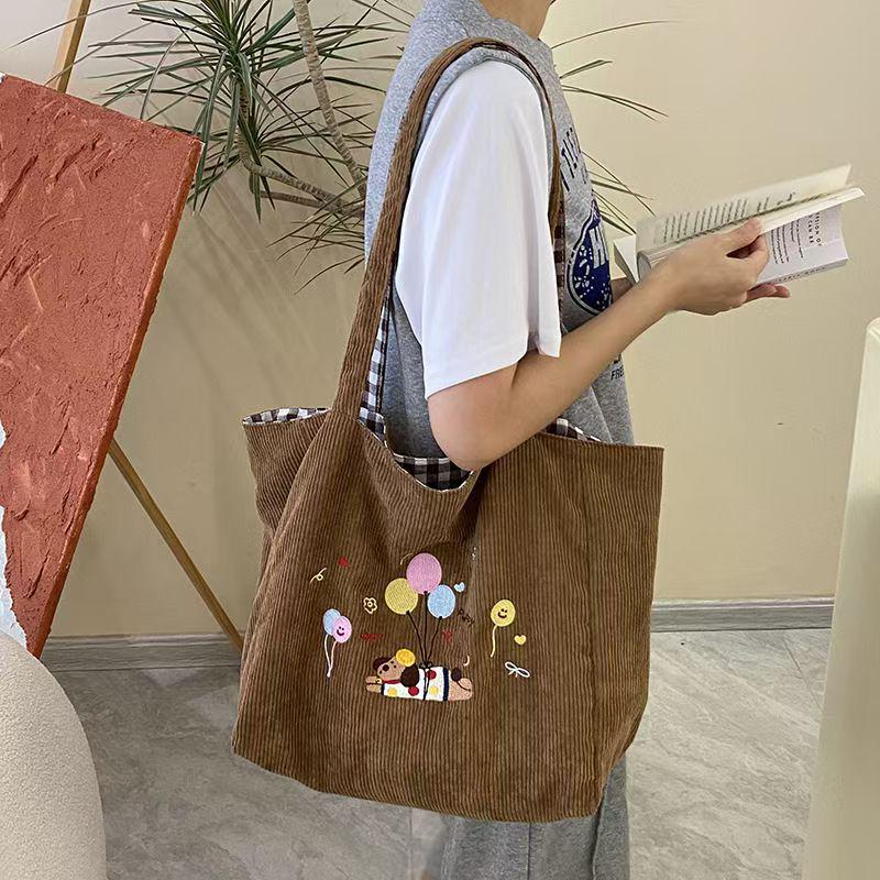 Corduroy Plaid One-Shoulder Autumn Handbag: Fashionable, Cute, Versatile Underarm Bag