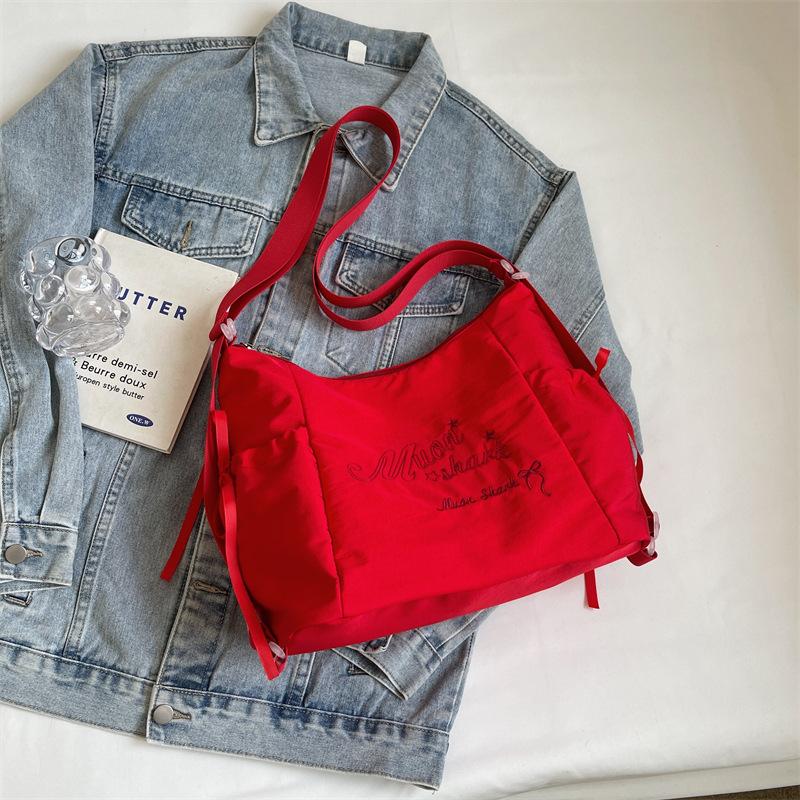 

Сумка-тоут женская 2024 года, новая большая вместимость, рюкзак для поездок на работу с надписью «иностранное чувство» для студентов колледжей, для поездок на работу в класс красный