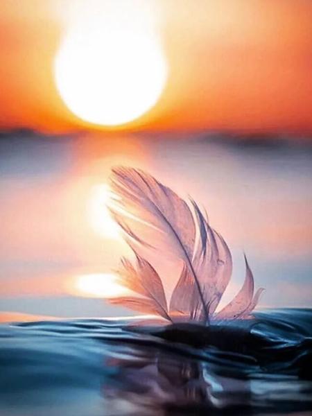 5D DIY Diamond Painting Sunset Cross Stitch Kit Diamond Embroidery Feather Mosaic Scenery Sale Picture Rhinestones Art