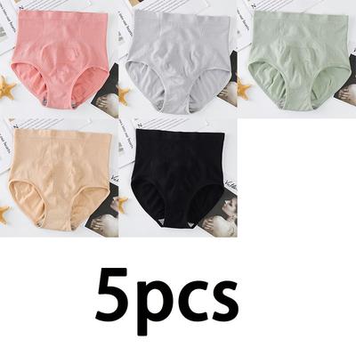 5 szt. Bezszwowe majtki o wysokim stanie z plastra miodu dla kobiet plus size poporodowe kontrola brzucha modelowanie talii i podnoszenie bioder
