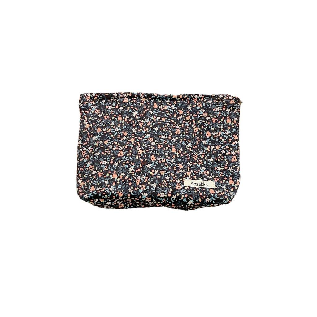 Simple Wind Small Floral Cosmetic Bag Corduroy Lipstick Storage Bag