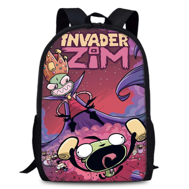 Zim Dib Invader Gaz Cartoon Animated Character Printed Backpack Children