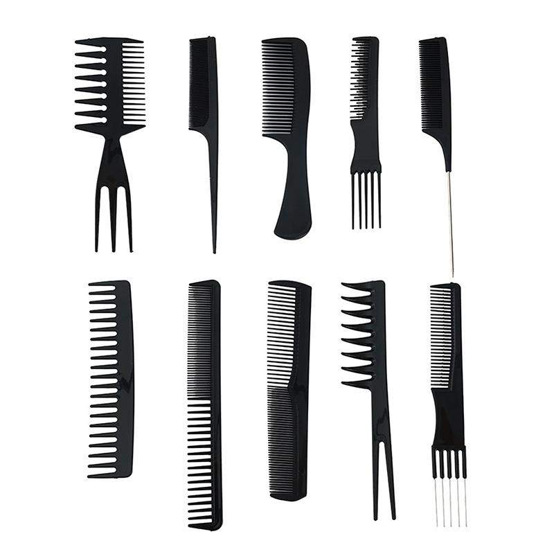 10Pcs Anti-Static Black Plastic Hairbrush For Men & Women Salon Professional Hairdressing Styling Tool