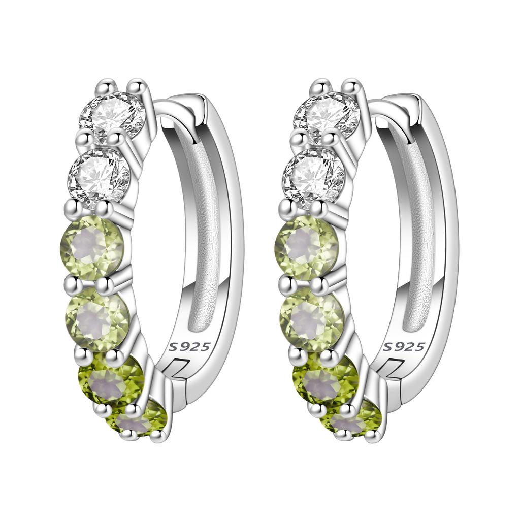 Orstarry S925 Silver Hoop Earrings Sparkling Blue Yellow Zircon Jewelry For Women Party Gifts