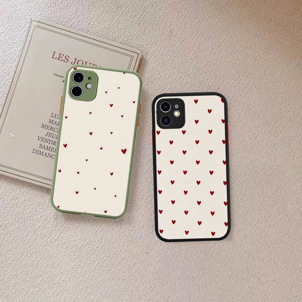 Love Heart Cute Silicone Case For IPhone 16 15 14 13 12 11 Pro Max Plus X XS MAX Shockproof Matte Cover