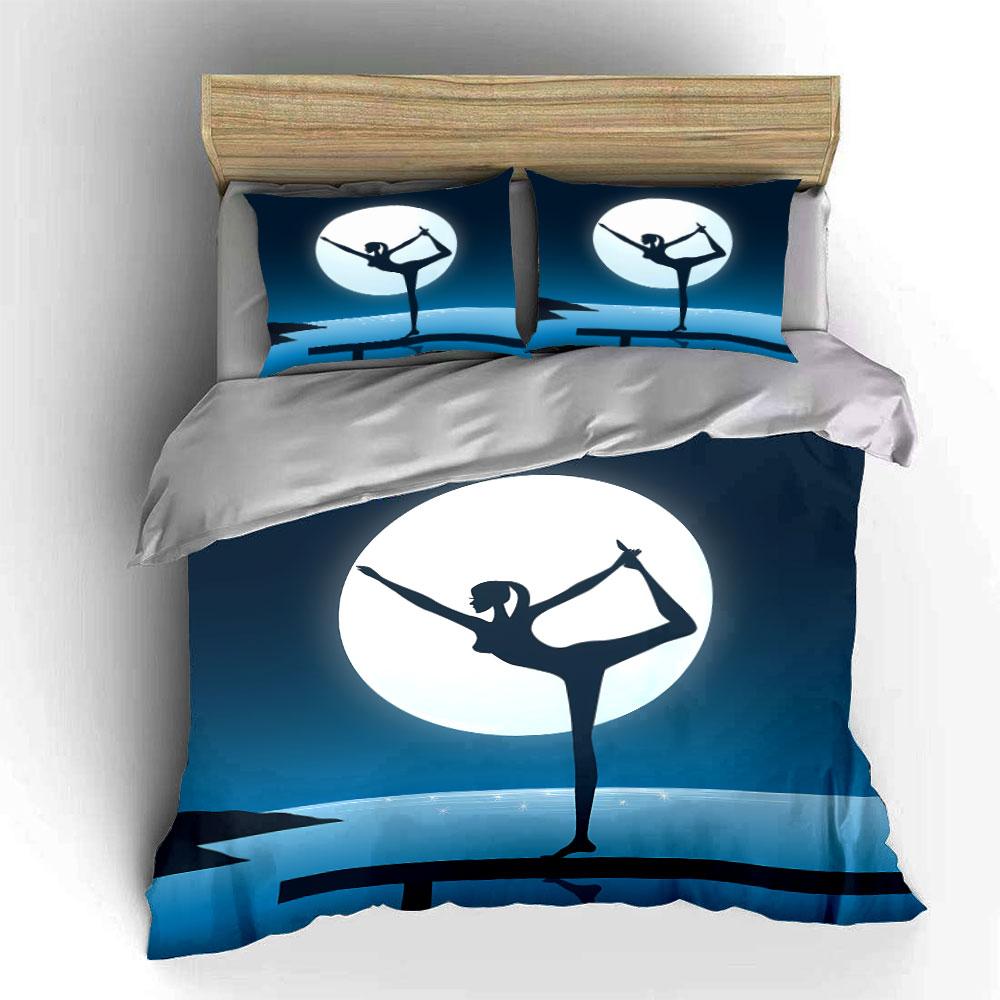 Yoga pose silhouette. Bedding sets Duvet cover sets Duvet covers Pillowcases(1*Duvet Cover 2*Pillowcases without duvet insert)