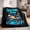 1Pc Shark Space Adventure Flannel Blanket, Soft And Comfortable, Casual Warm, Camping Travel, Christmas, Halloween Xmas Gift L16