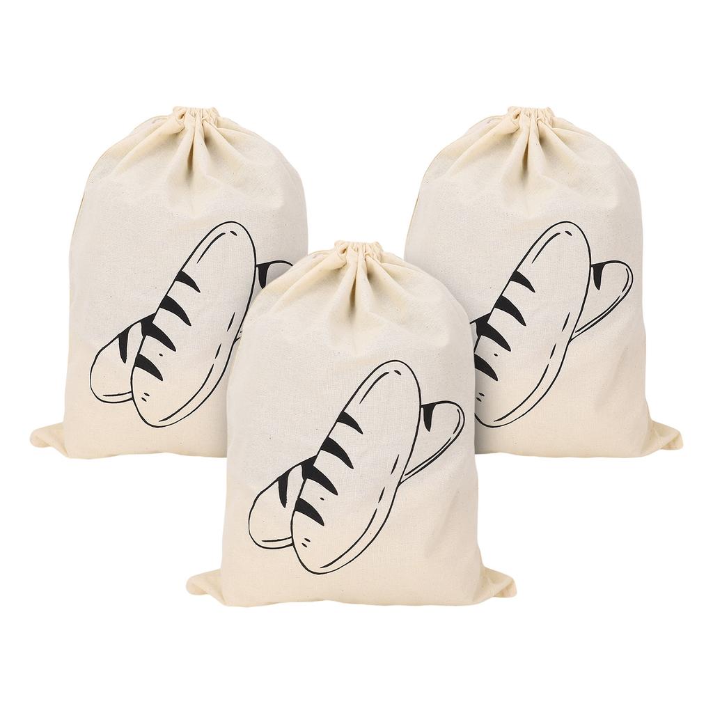 3 Pcs Linen Bread Bags Reusable Drawstring Homemade Bread Container Bags for Fruit Vegetable 40x30cm