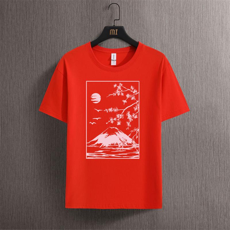 Tokyo Sakura Mount Fuji Business Card T Shirt Women Fashion Tee Clothing Cotton Summer Casual Tops Hip Hop Loose Cotton T-Shirt