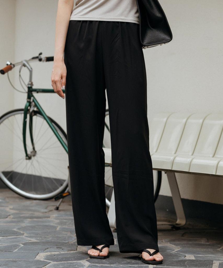 Akitaipeu (Summer Ice Cooling) Silk Elastic Waist Pants For Work Look_2 Colors