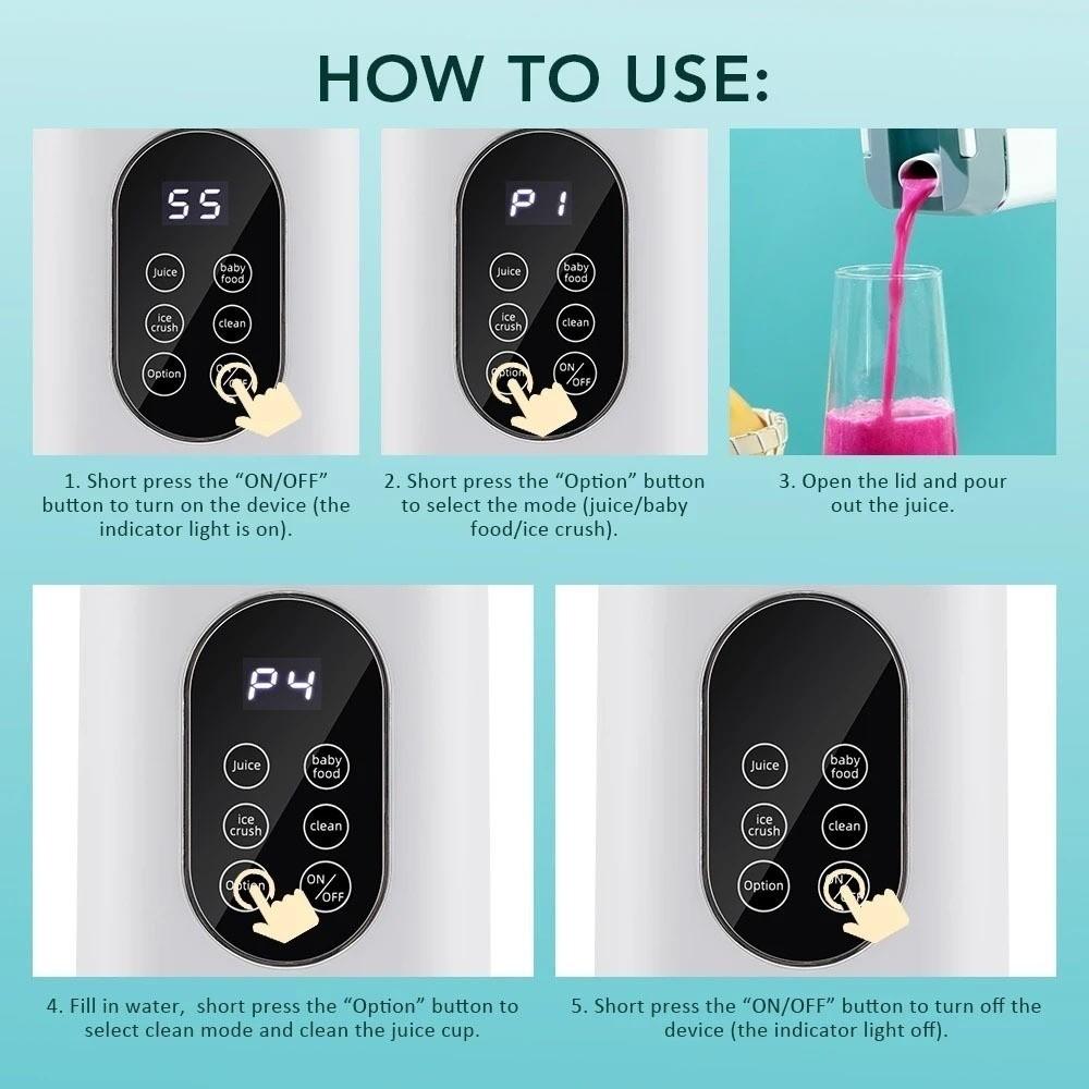 Electric Display Electric Juicer USB Rechargeable Ice Crusher Smoothie Blender  Home Use