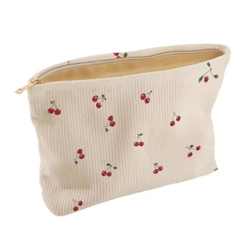 

Solid Color Cherry Storage Bag Makeup Bag, with Zipper, Ultra Light and Durable, Practical, Lighting Up Your Beauty Storage Time бежевий