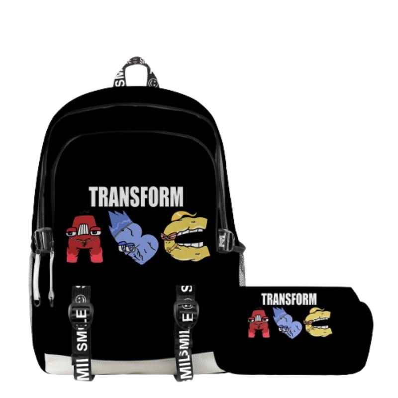 Alphabet Lore Legend Schoolbag Backpack W/ Zipper Double Layer Pen Bag Two-piece