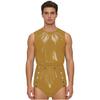 S-3XL Mens Waterproof Bodysuit Openable Crotch with Buttons Sleeveless Back Zipper Elastic Waistband One-piece Romper Jumpsuit for Clubwear Swimming