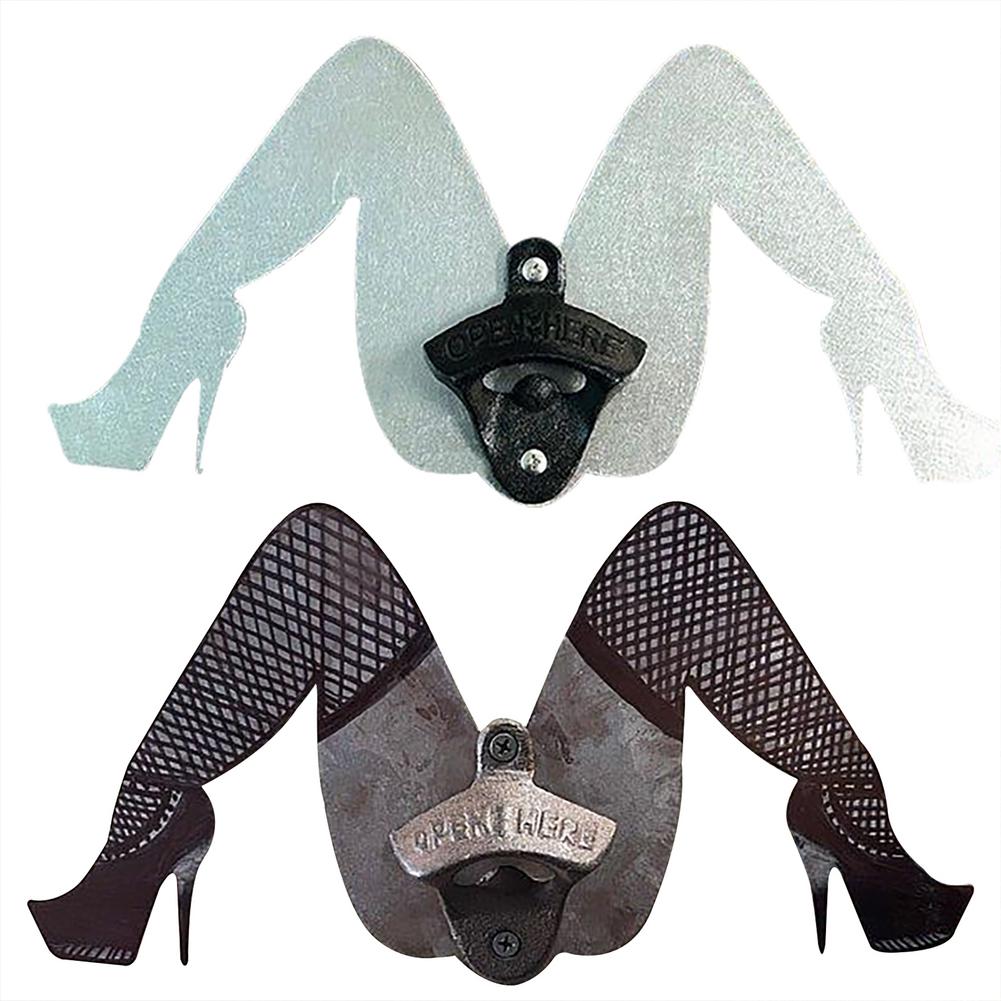 Beer Opener Funny Leg Shape Vintage Metal Wall Mount Bottle Opener Manual Jar Opening Cola Soda Glass Cap Opener Kitchen Tools