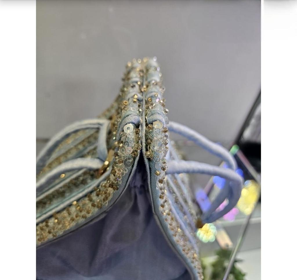 Embroidered Ladies Handbag Handmade Blue Purse Party Clutch Bag for Women Affordable Gifts for Mom Friend Bridesmaid Wedding Gift for Her