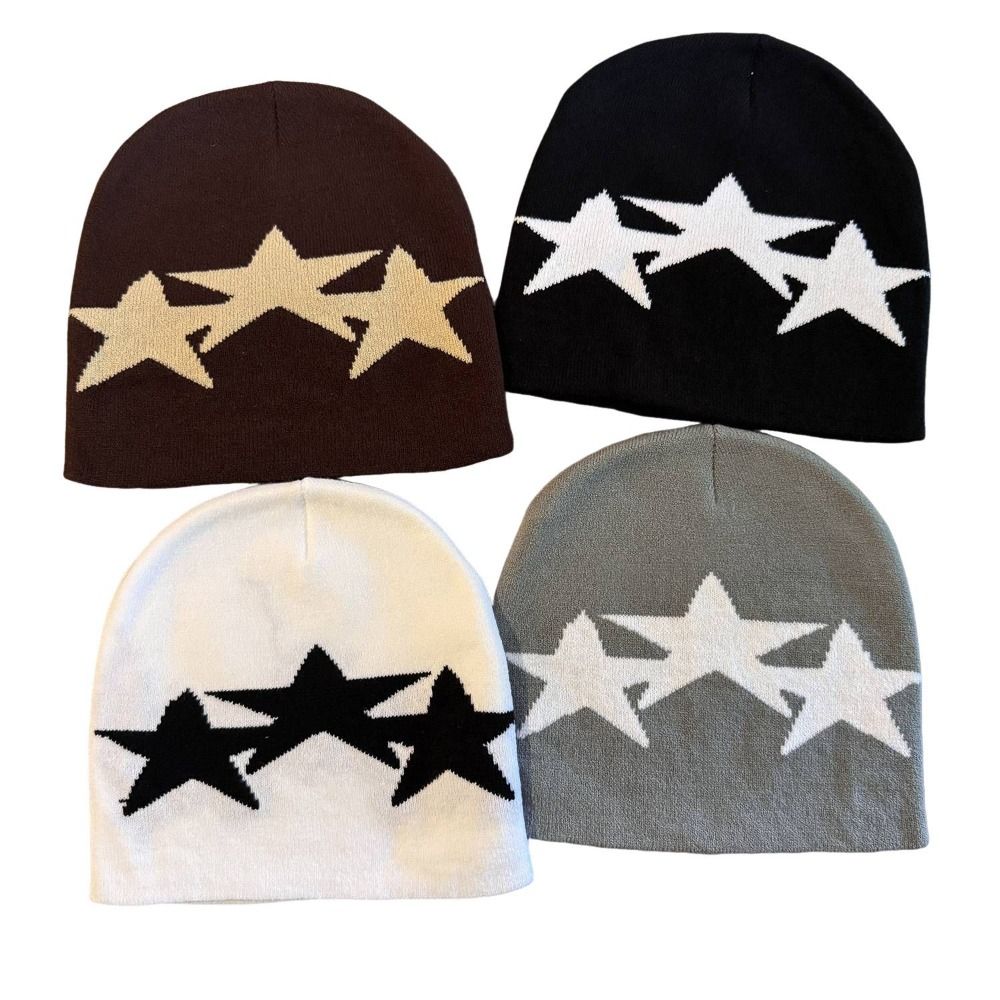 Pullover Style Warm Knit Hat Windproof Pentagram Beanie Hat Niche Beanies  Skating Camping Hiking