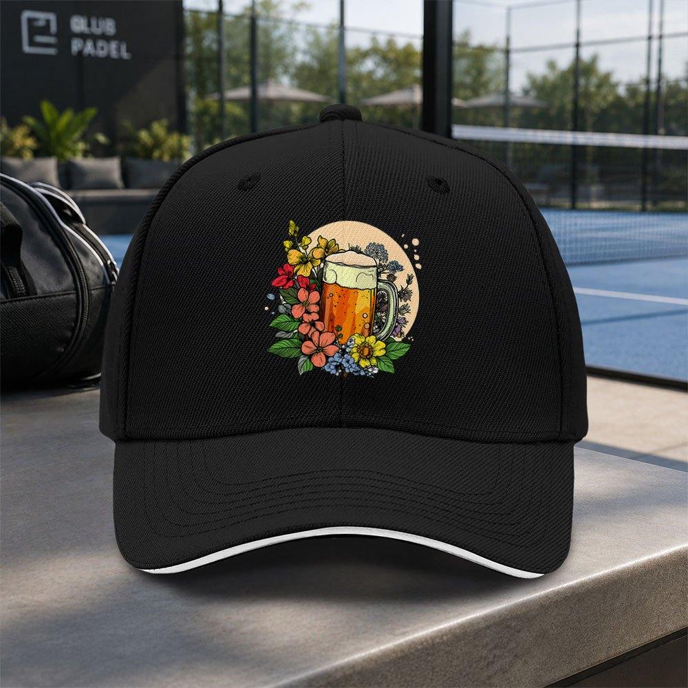 Adjustable Floral Beer Mug Baseball Cap Lightweight Unisex Hat for Outdoor Weddings Parties