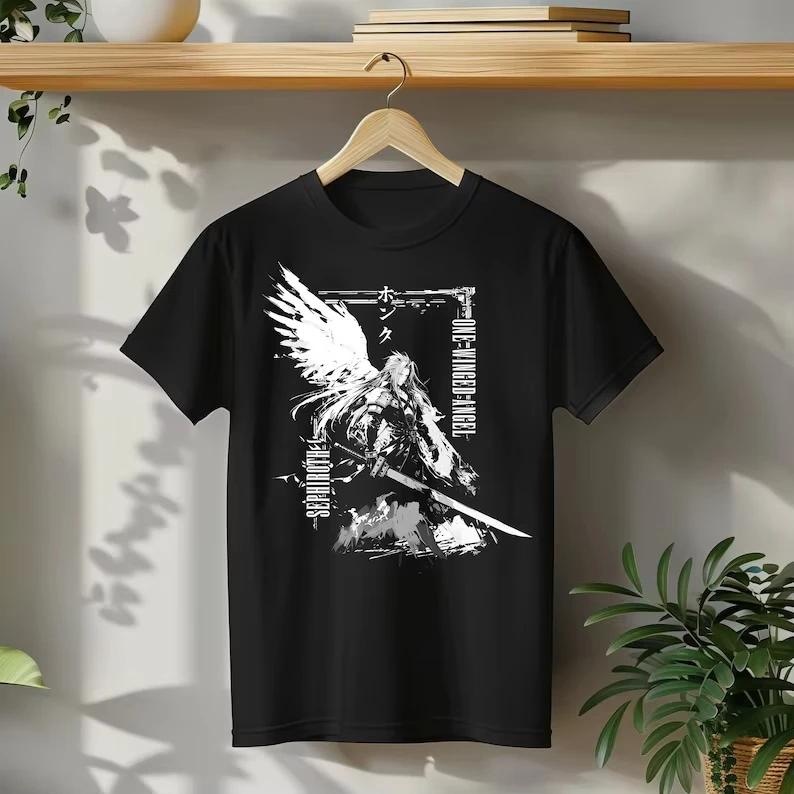 Final Fantasy 7 Sephiroth Women's Softstyle T-shirt Game Street Trend Pattern T-shirt Fashionable Japanese Style for Gamers Y2K