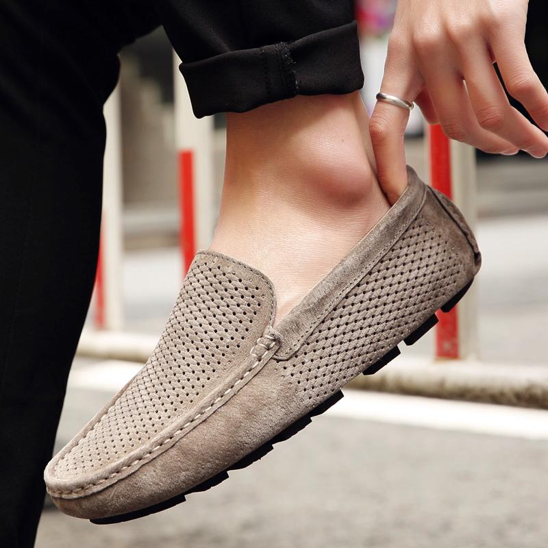 Fashion Italian Genuine Leather Breathable Casual Business Suede Shoes 2025New Men Soft Bottom Designer Lazy Shoes Outdoor Walking Shoes