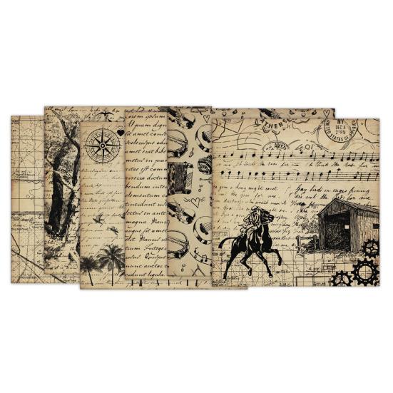 24Pcs/Set Scrapbook Paper DIY Retro Vintage Flower Print Design Background Paper for Greeting Cards