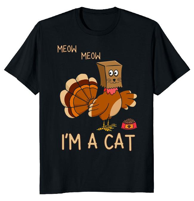 NEW LIMITED Turkey Thanksgiving Meow Cat Funny Novelty Tee XXXL