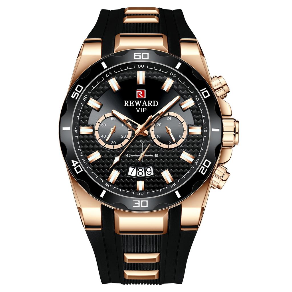 RORIOS Orologio Uomo Oro – Quarzo Cronografo Multifunzione, Acciaio Inossidabile, Quadrante Luminoso, Calendario, Impermeabile 30m, Con Scatola Regalo - 5