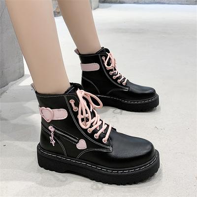 Autumn and Winter Fashion New Comfortable Fleece Warm Cross with Round Toe Cute Leather Women's Square Heel Ankle Boots