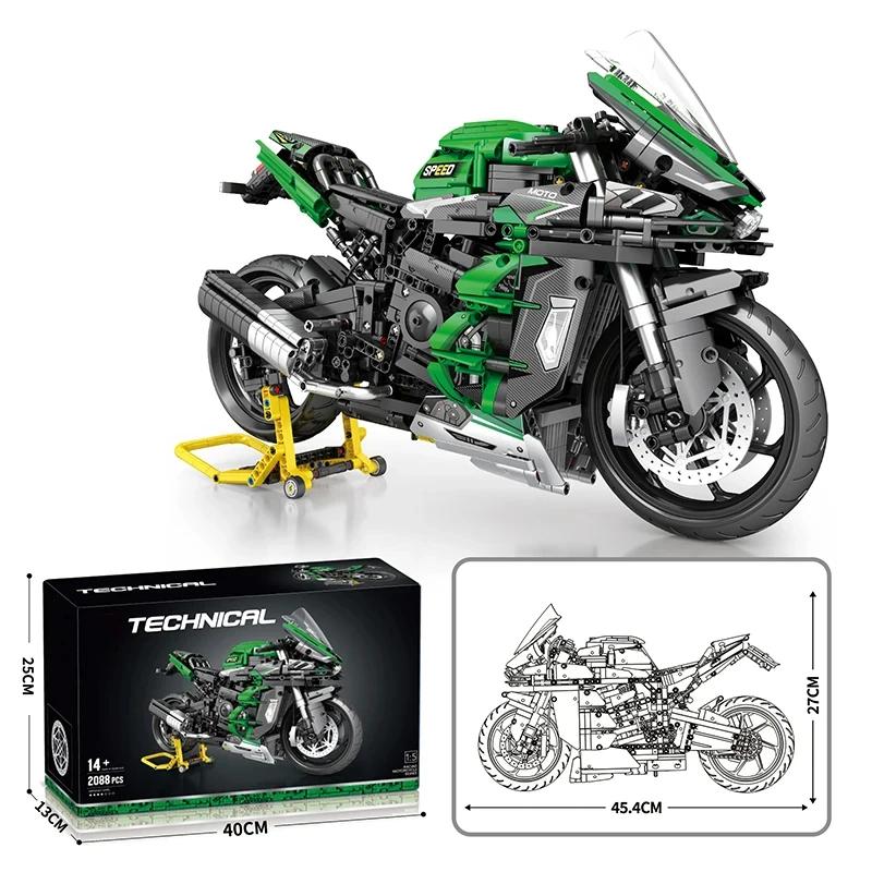 

2088PCS H2 SX Motorcycle Building Blocks City Racing Motor Bike Model Bricks Desktop Decoration Display Children s DIY Toy Gifts With Box