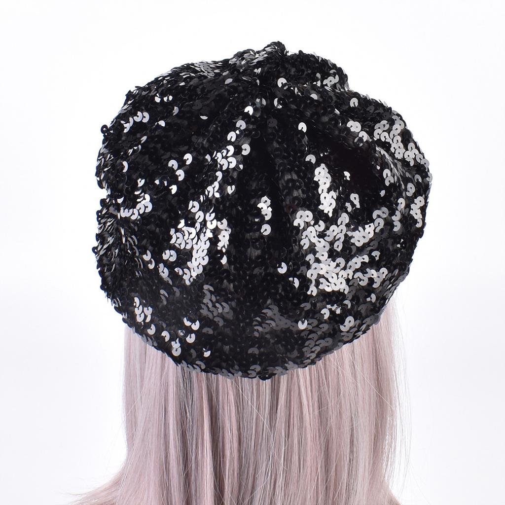 Sequins-studded Beret Hat Bejeweled Disco Hat for Girl Boys Beret Hat for Masquerade Carnivals Music Festival Halloween