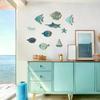 10pcs/set Wooden Fish Hanging Beach Theme Bathroom Fish Wall Decor Art Nautical Coastal Ocean Home Decoration