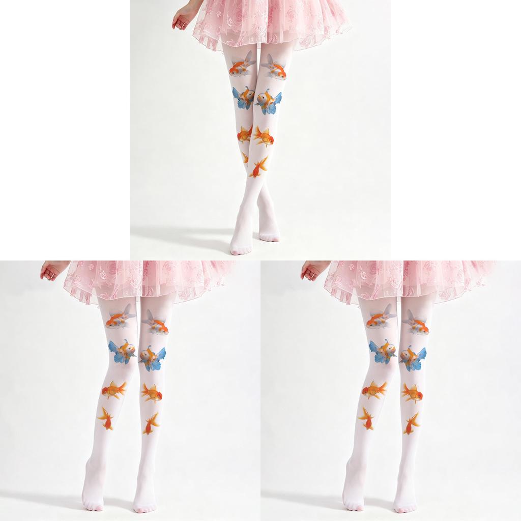 Fish Pattern Velvet Tights With Tummy Control For Teen Girls In Four Seasons