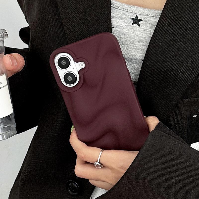 Stilvolle Weinrote Unregelmäßige Wasserwellen 3D Handyhülle Für Für Iphone 17 Air 16 1 14 13 12 11 Pro Max Weiche Silikon-Rückseite