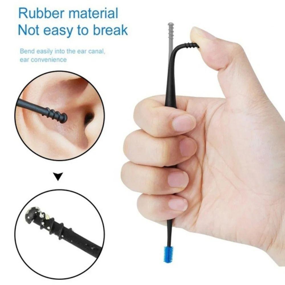 Ear Picking Spiral Ear Cleaner Double-ended Ear Wax Clean Tool Soft Silicone Earpick Ear Curette