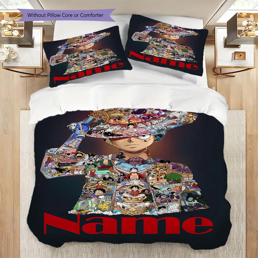 Name Custom Monkey D. Luffy Anime Soft and Comfortable Duvet Cover, Children's Bedding Set Gift, Various Sizes Available Lxr2