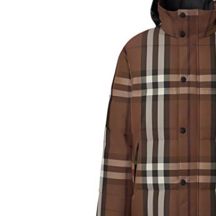 Burberry Packaway Hood Reversible Check Nylon Puffer Jacket Dark Birch Brown 80585461