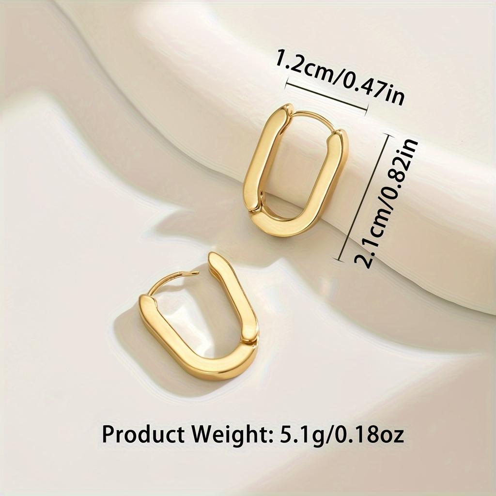 1 Paar Elegante Minimalistische Geometrische Creolen für Damen - Goldfarbene Zinklegierung mit Edelstahlstiften, Perfekt für Freizeitkleidung & zum Verschenken