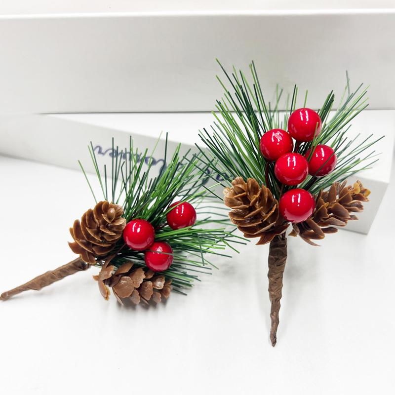 10PC Hanging Ornaments Christmas Decor Simulation Branches DIY Xmas Wreath Artificial Pine Cone Picks Holiday Decor Crafts