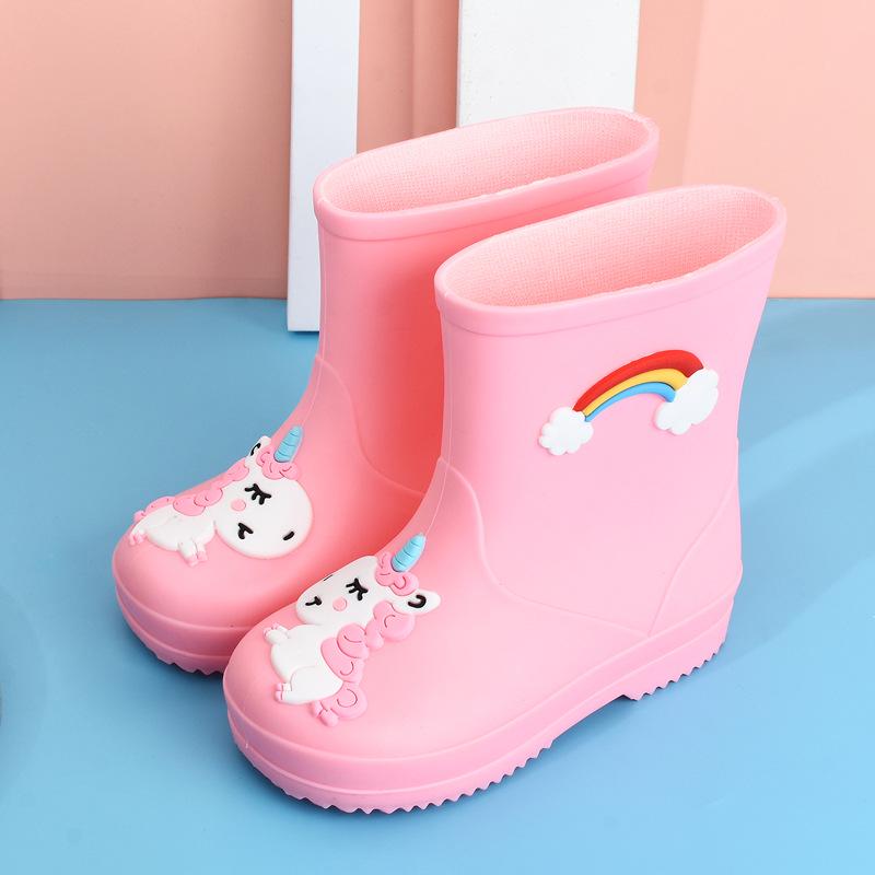 Cizme de ploaie pentru copii cu desene animate - Căptușite cu fleece, Antiderapante, Șnur pentru băieți și fete, Pantofi de grădiniță pentru toate anotimpurile