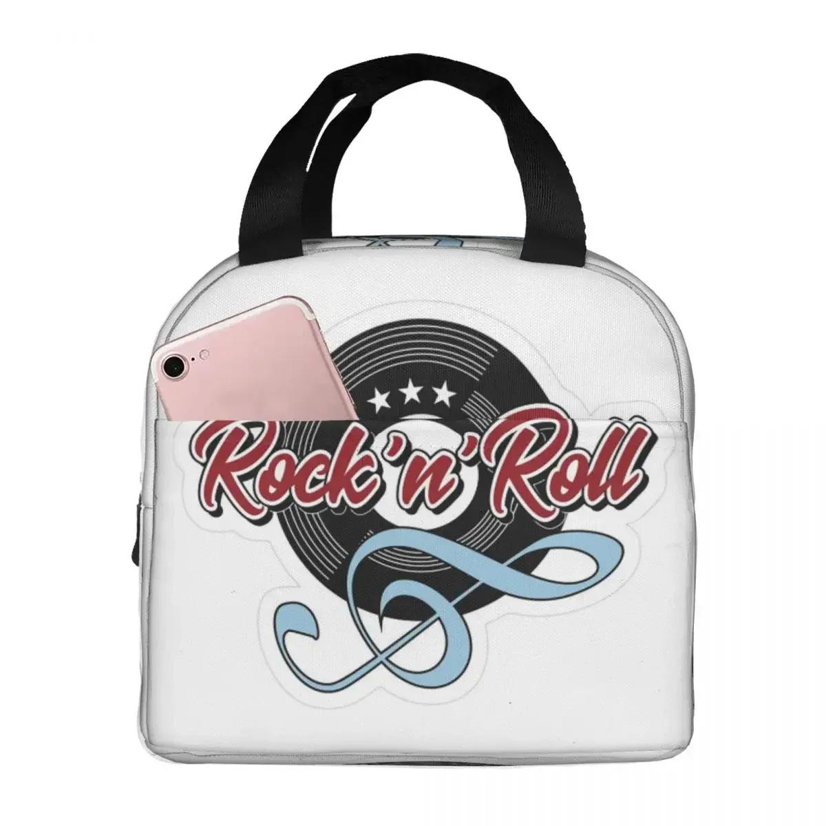 Microphone Rock And Roll Rockabilly Insulated Lunch Bag for Women Children Portable Food Boxes Thermal Lunch Box Tote One Size