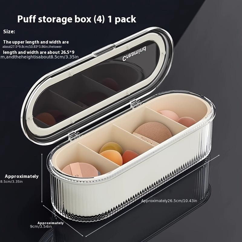 Transparente Wind Kosmetikbox mit Spiegeldeckel - Staubdichter Make-up Pinsel Organizer für Puder, Rouge und Augenbrauenstifte - Tragbar Transparent