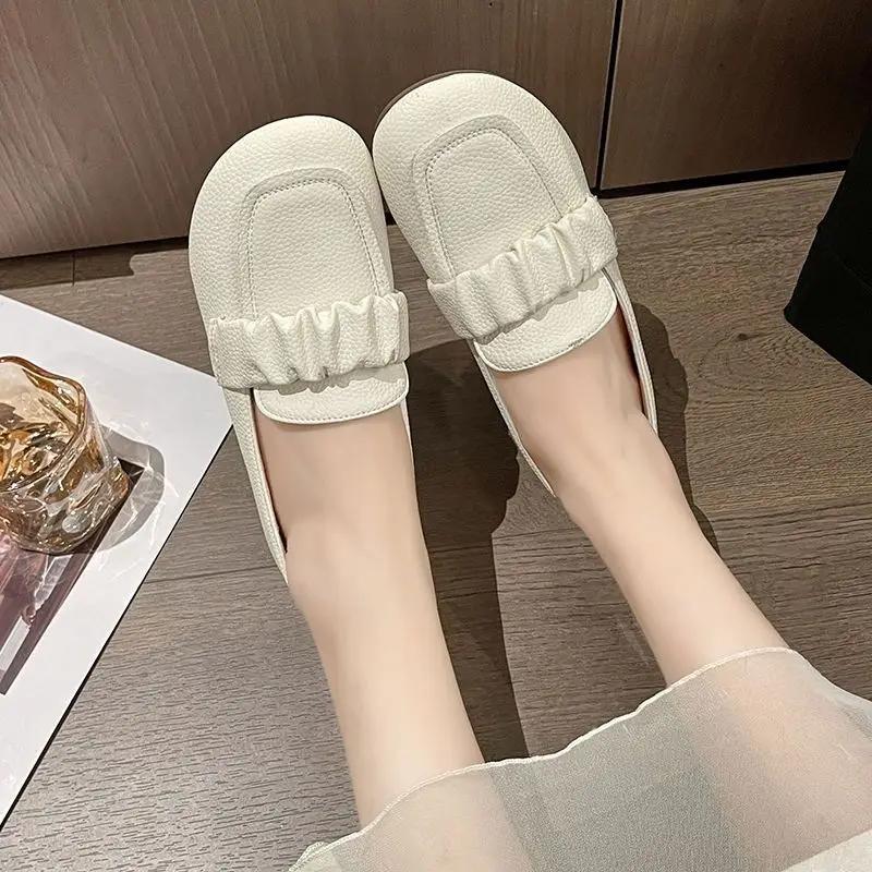 Fashion Ladies Footwear With Heel Round Toe Solid Color Elegant Party Women's Flat Shoes Wholesale Summer 2025 Vacation Stylish Chic 39